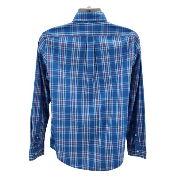 Vineyard Vines Mens Medium Whale Shirt Slim Fit Blue Pink Plaid Logo Button - Picture 4 of 9